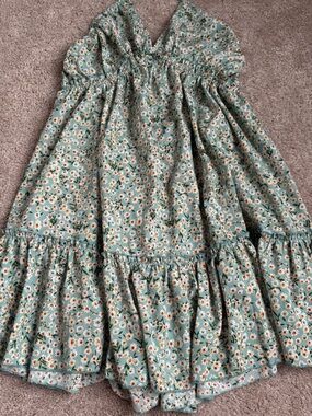 SHEIN Mint Green Floral Mini Dress